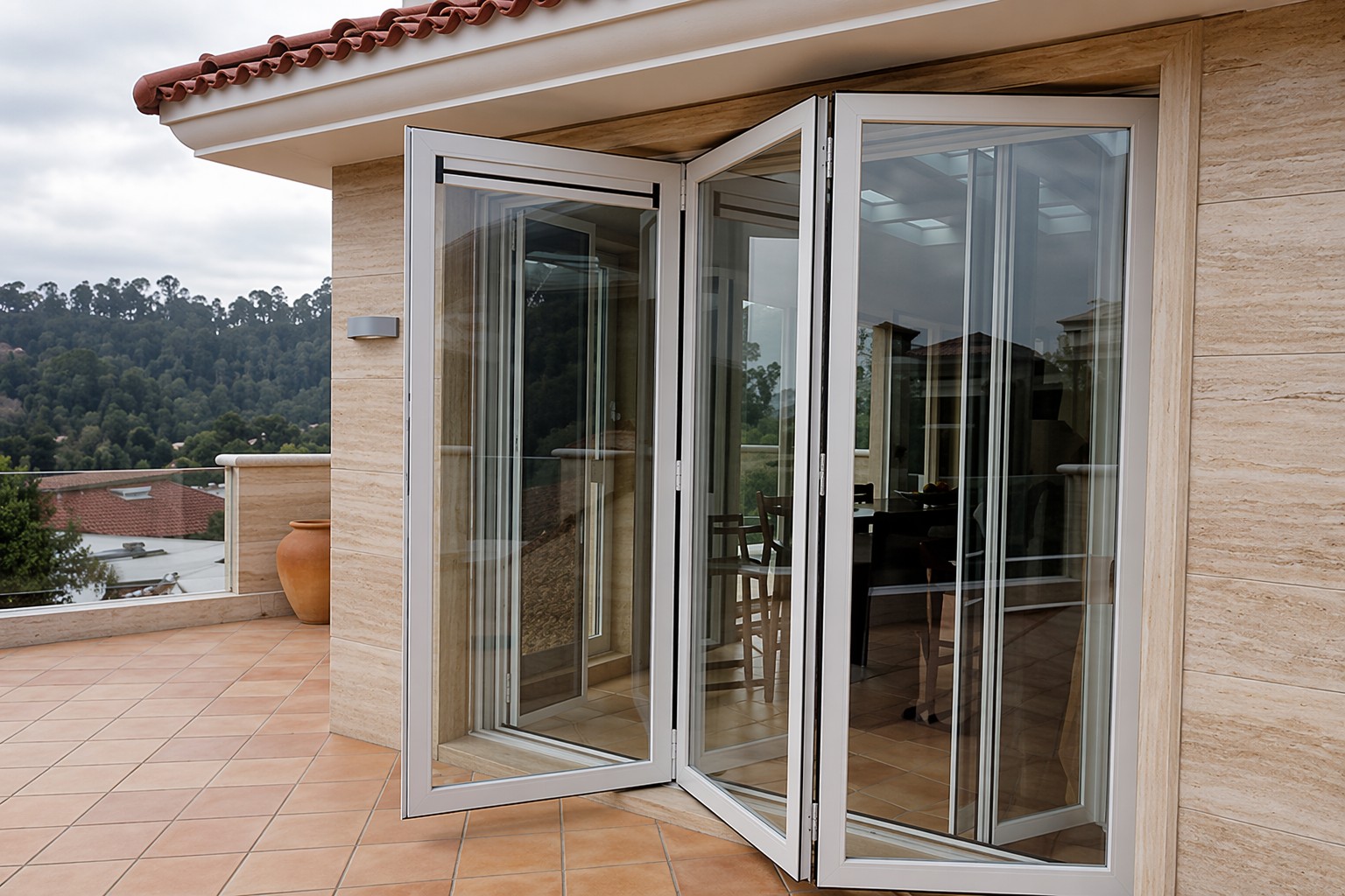 Child Safe Aluminum Folding Doors with Smooth &amp; Reliable Movement Waterproof for Bathroom Kitchen &amp; Courtyard in Modern Houses