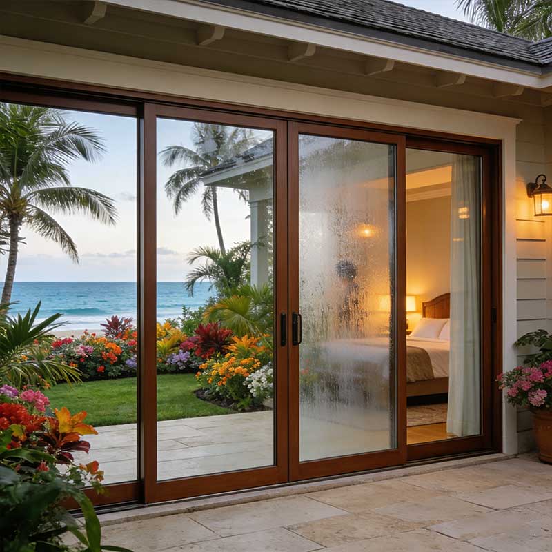 Sunnysky Aluminum Sliding Door Narrow Frame Panoramic Glass Windows Large Opening Balcony Patio Luxury Villa Residential