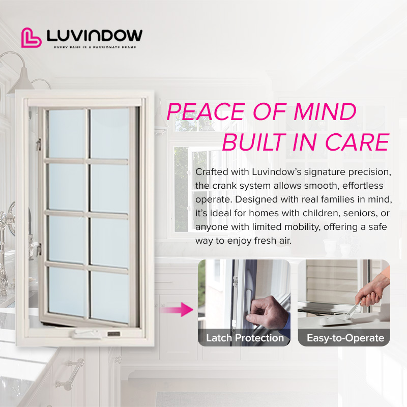 Luvindow Classic American Style Crank Operated Aluminum Casement Windows Easy Clean Durable for American Farmhouse