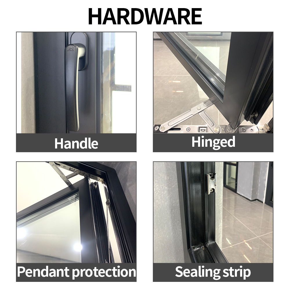 Hurricane Proof Impact Tempered Glass Black Burglar Proof Soundproof windows NFRC Thermally Insulated Aluminum Casement Window