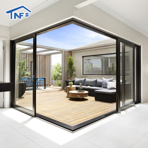Modern Design Aluminum Frame Sliding Opening Glass Door Waterproof Fiberglass Screen Netting Finished Surface for Villa