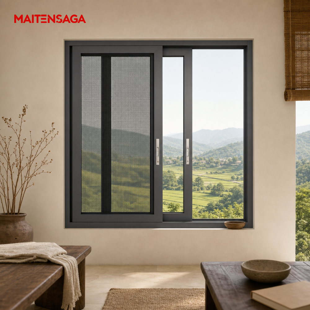 New Design Aluminum Sliding Window With Insect Screen Energy Saving Custom Size Available For Apartment Kitchen Bathroom