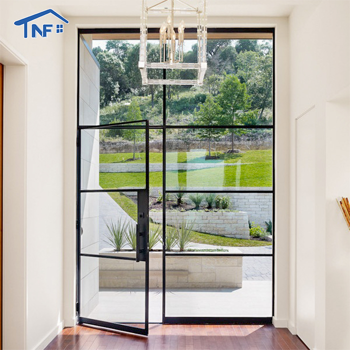 Waterproof Residential Crittall Interior Partition Aluminum Double Tempered Glass French Grilles Casement Doors for House Villa