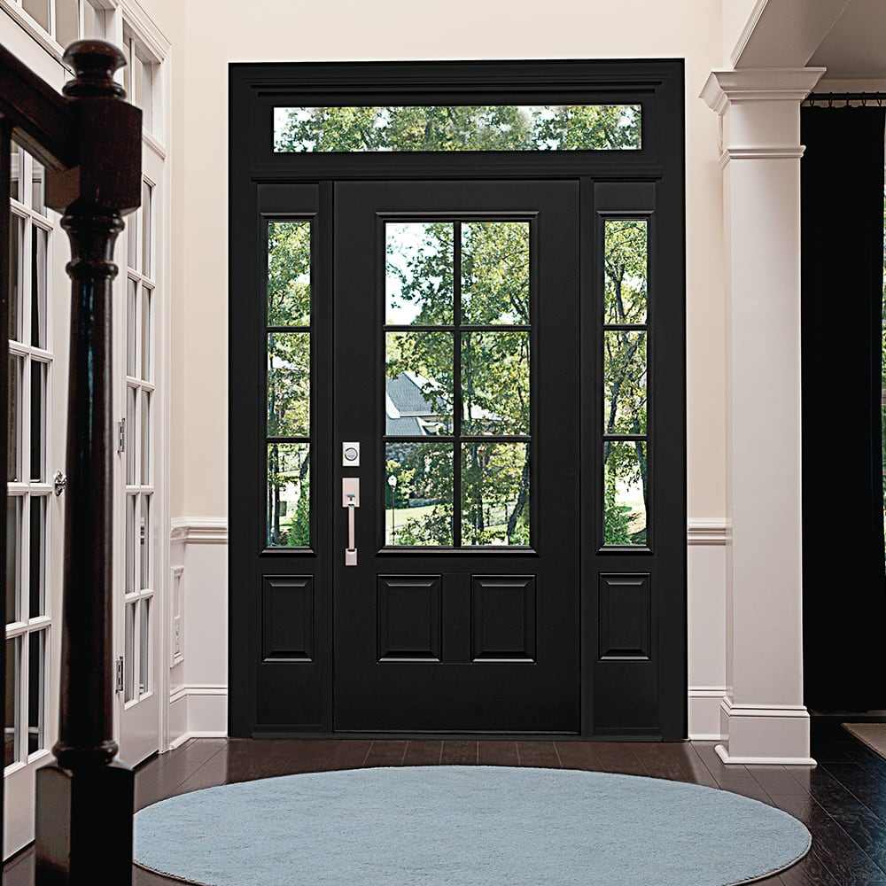 Extra Large Aluminum Entry Door with Solid Wood Glass Sidelight