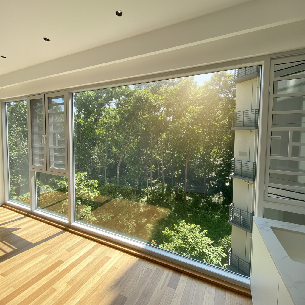 Modern Villa Double Sash Tempered Insulated Glass Soundproof Thermal Break Flush Screens Home Aluminum Casement Windows