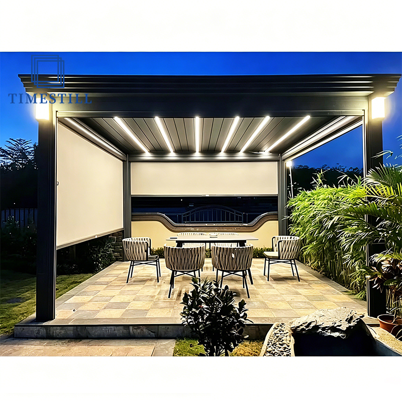 Residential Aluminum Pergola With Motorized Roof And Optional Glass Enclosure