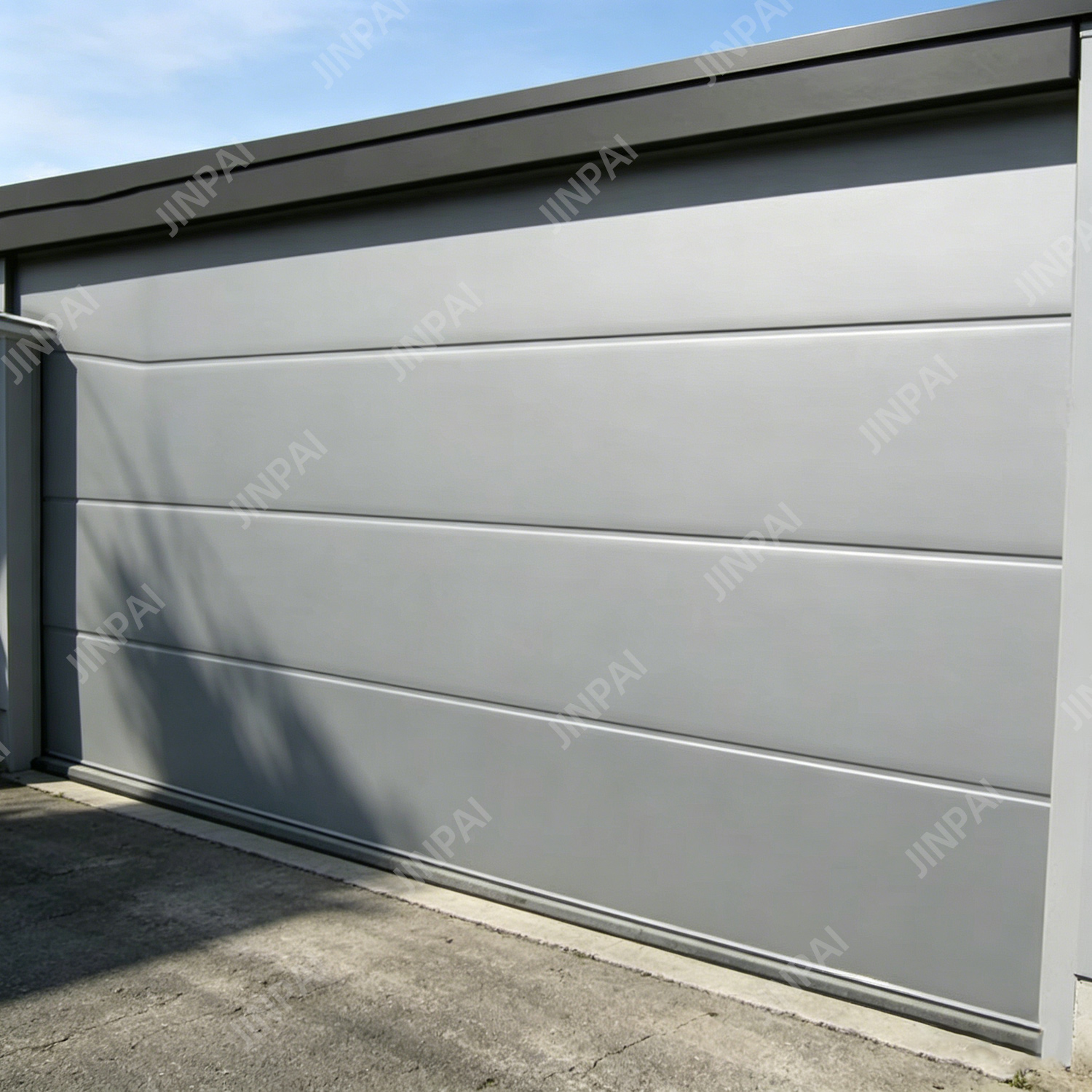2026 New Infinity Flush Panel Smooth Horizontal Modern Tinted Glass Design Aluminum Sterling Garage Door