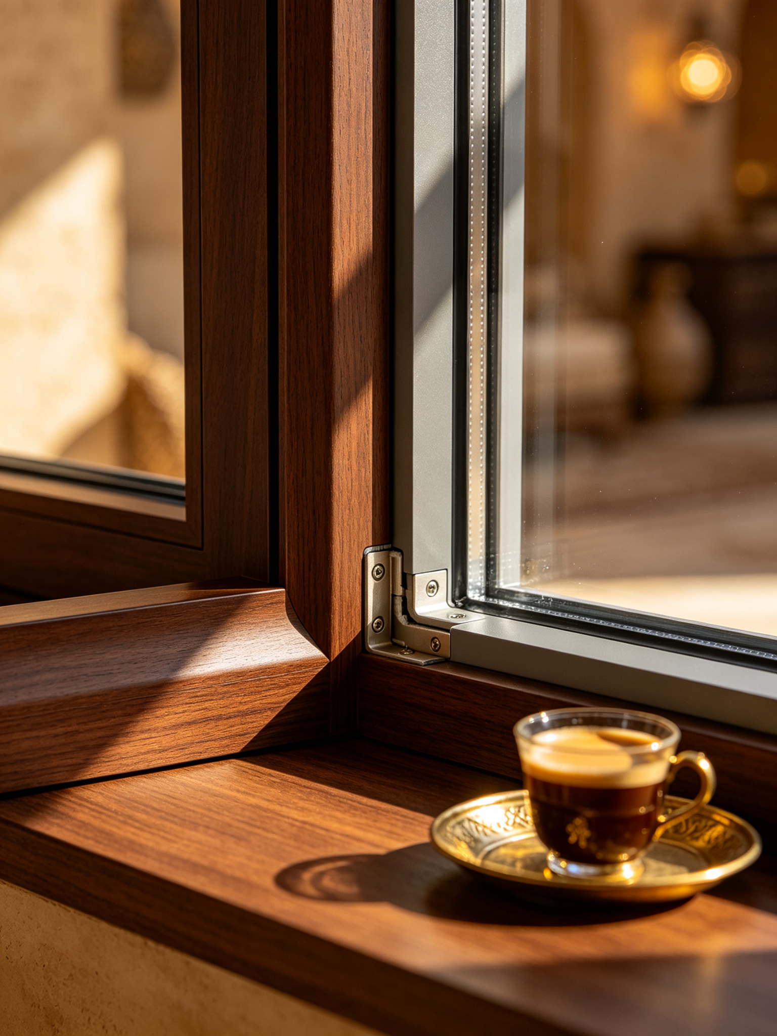 Custom Aluminum Clad Wood Casement Windows with Double Glazed Energy Star Certification for Modern Villa Homes