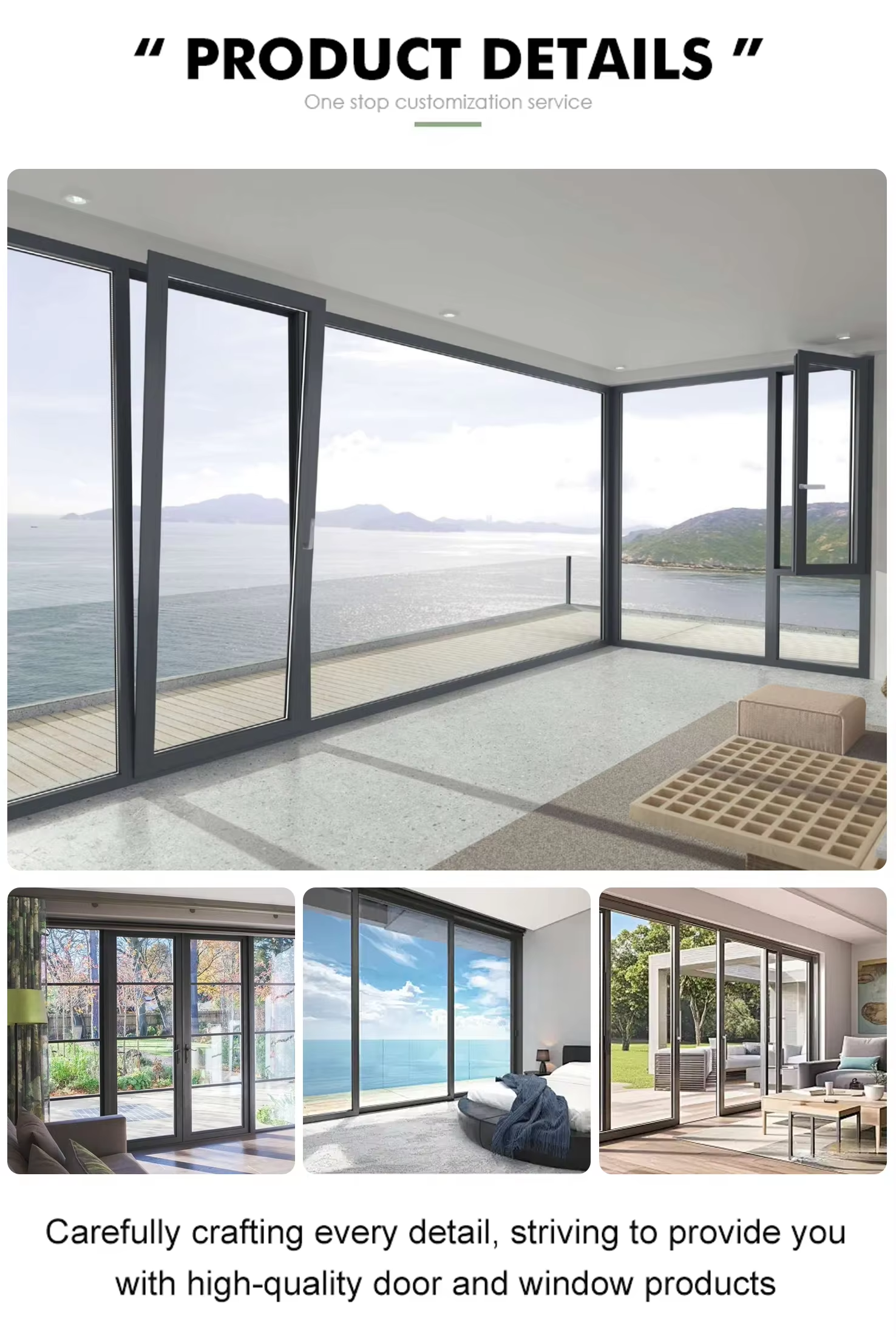 Contemporary Horizontal Arched Aluminum Alloy 6063-T5 Soundproof Window Stainless Steel Screen For Exterior Staircase