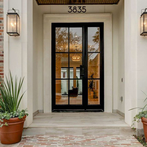 Exterior Aluminum French Doors with Security Grid
