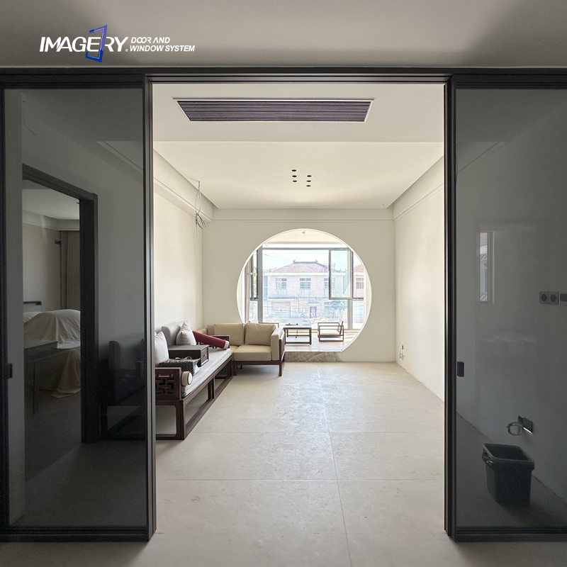Simple Design Extremely Narrow Frame Aluminum Sliding Door Wide View for Kitchen Living Room