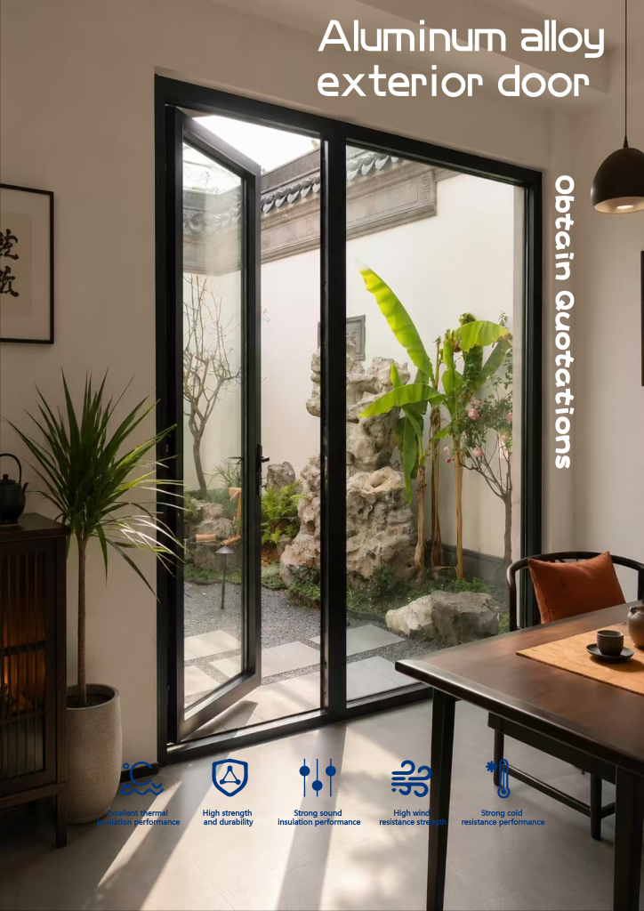 PDP Aluminum Glass Casement Doors Customized Size Swing Horizontal Outdoor Villa House Doors for Hotel and Mall Use