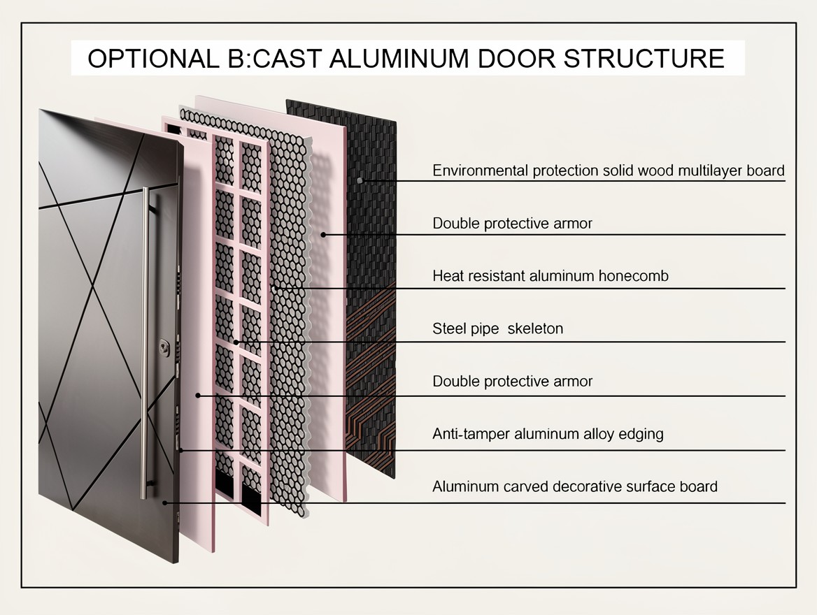 American High Quality Modern Exterior Entry Anti-Theft Security Door Hotel Villa Living Room Aluminum Alloy Manual Opening