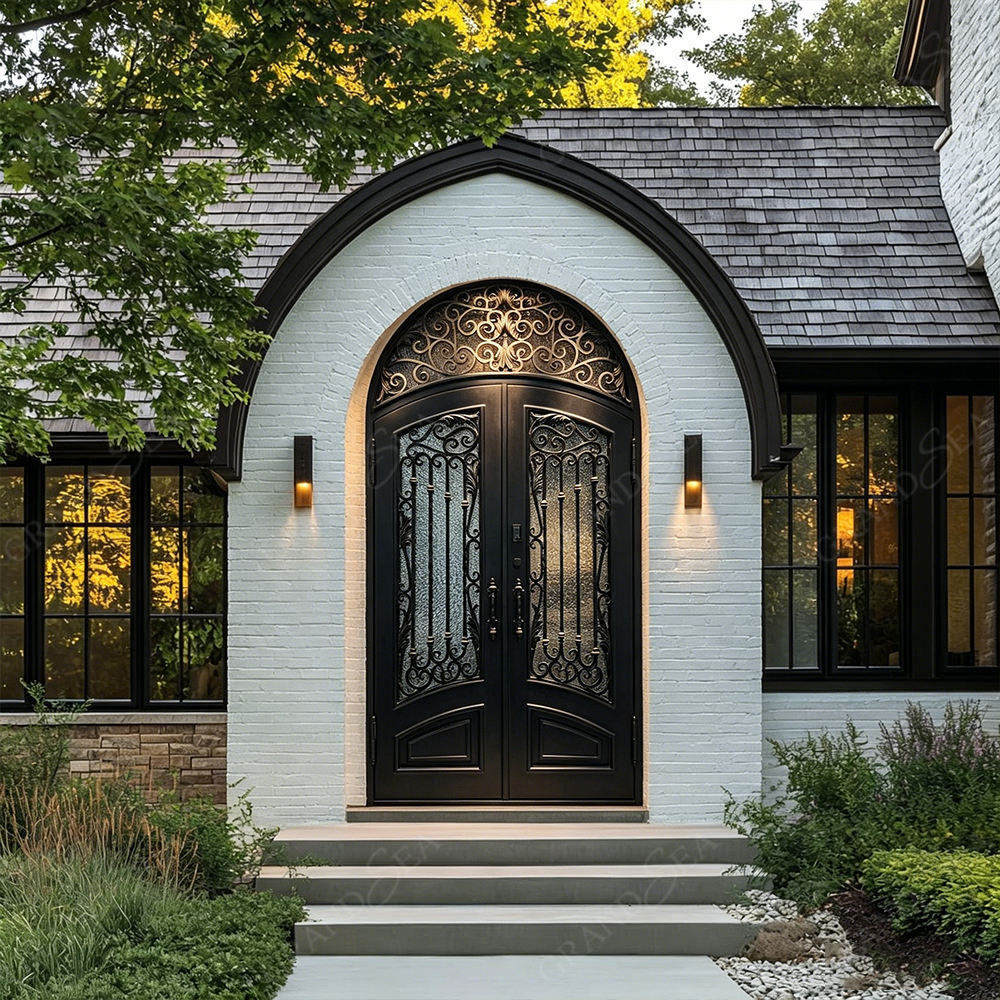 Custom Wrought Iron Glass Door