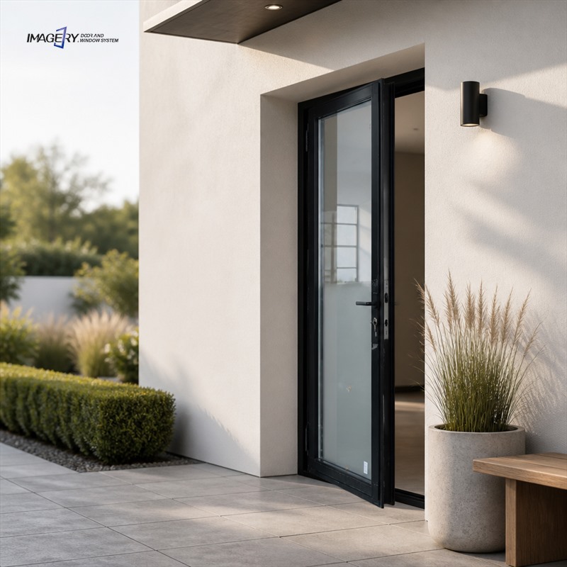 Modern Aluminum Door Minimalist Slim Frame Toughened Glass for Home Office Apartment Renovation Commercial