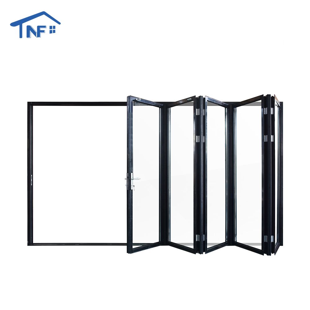 NFRC Certified Large Aluminum Folding Door Tempered Glass Household Design With Modern Style Foldable For Villa Application
