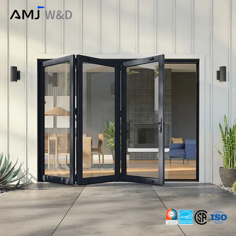 Outdoor Aluminum Vertical Stacking Door Double Tempered Glass Insulated Waterproof Patio Balcony Bi Folding Doors