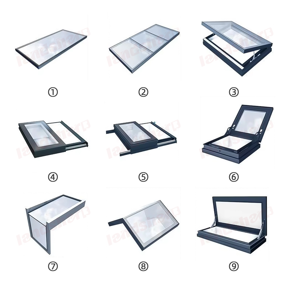 Landsharp Commercial Project Aluminum Skylight Extra Large Size and High Load Capacity Custom Design With Blinds