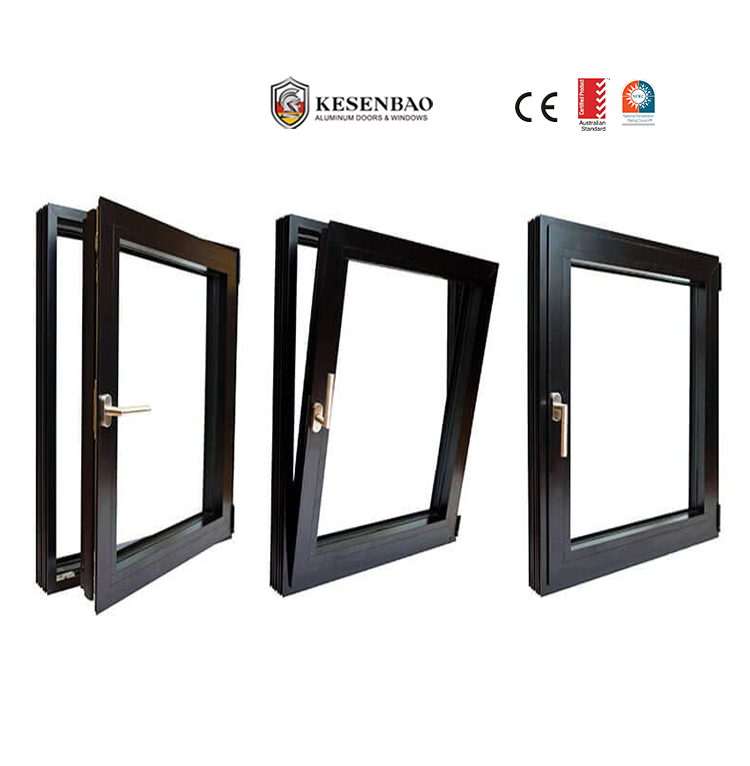 Modern Black Slim Frame Casement Aluminium Window For House Aluminum French Casement Window With Mosquito Nets
