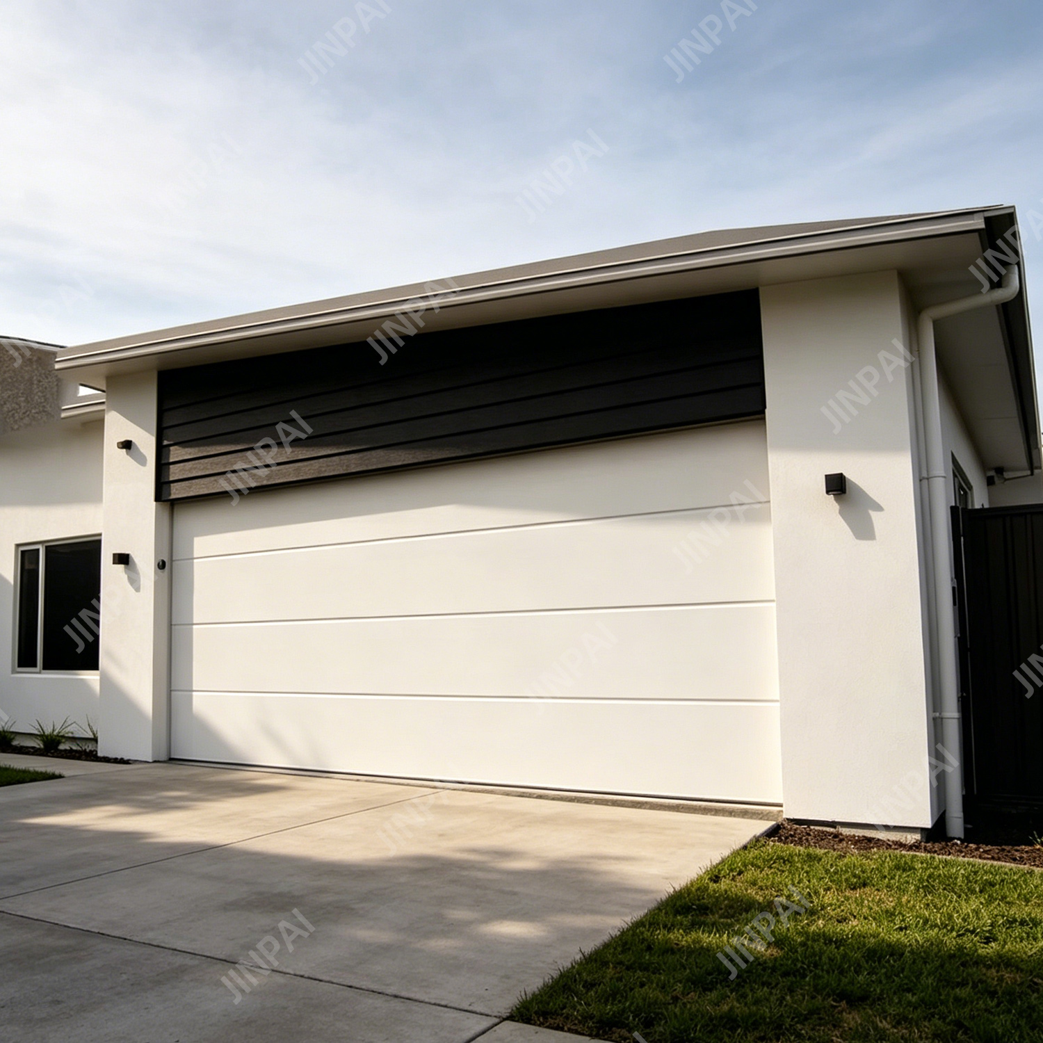 2026 New Infinity Flush Panel Smooth Horizontal Modern Tinted Glass Design Aluminum Sterling Garage Door