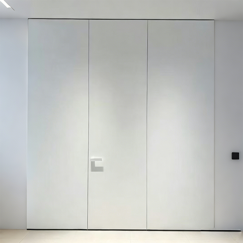 Minimalist Villa Design Moisture-proof Flush Wall Aluminium Frame Latex&amp;Art Coating Door Slabs Interior Door Manufacturer