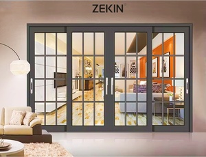 Customized Balcony Sliding Door NFRC AS2047 Thermal Break Aluminum With SDL Double Tempered Glass Sliding Patio Door For Sale