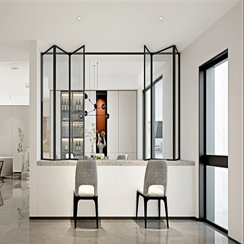 Aluminum Folding Window Commercial Tempered Glass Accordion Vertical Folding Modern Exterior Villa Bifold Window