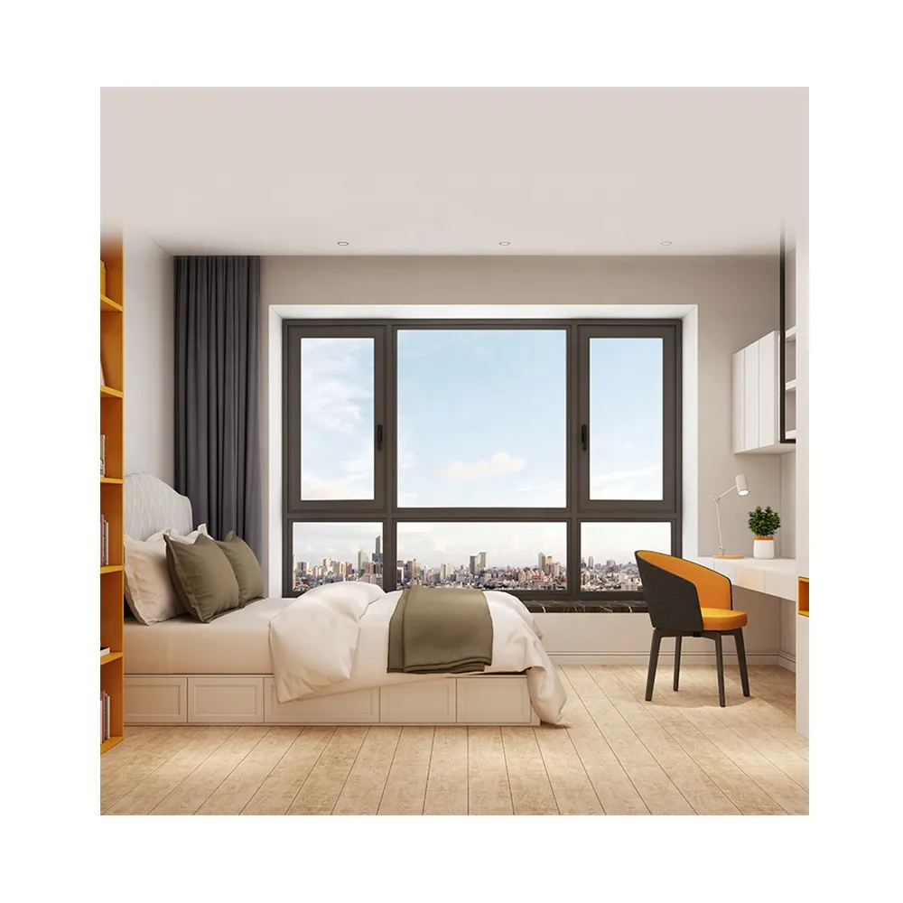 Fuson New Garden Design Aluminium Fly Screen Door House Window With Grill Design Fancy Design Casement Window Mosquito Net Door