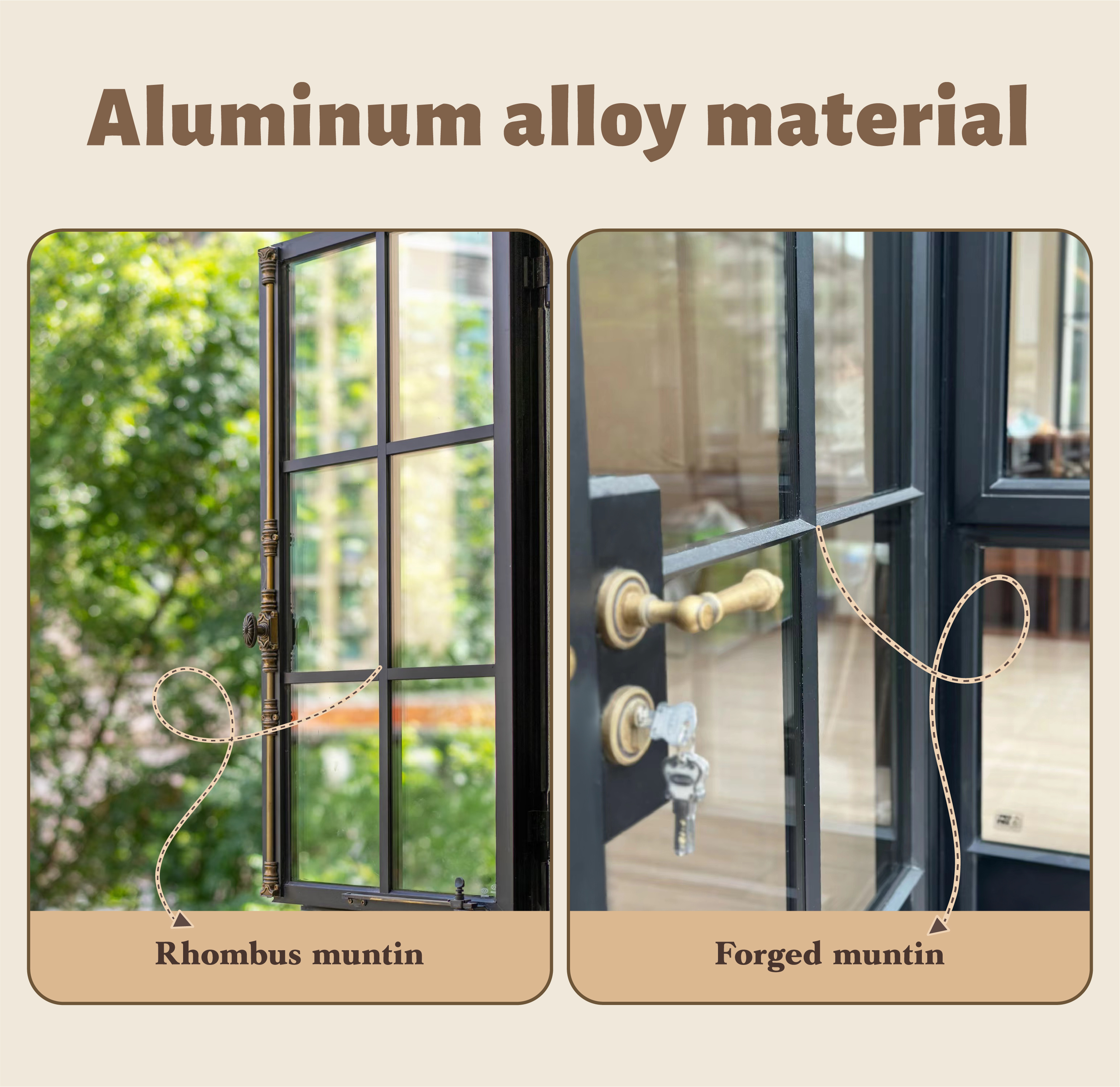 Shatterproof & Corrosion Resistant Aluminium French Windows for Exteriors Bedrooms & Farmhouses