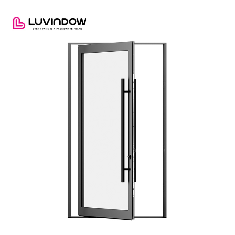 Chicago Business Exterior Storefront Windproof Aluminum Frame Double Tempered Glass Entrance Door