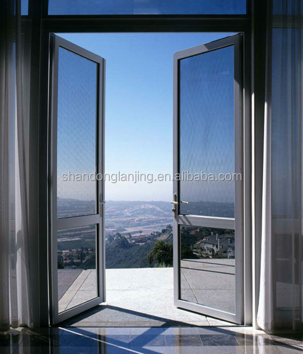 Modern Design Double Panel Swing Style Casement Hinged Aluminum Interior/Exterior Doors for Hotels Finished Surface