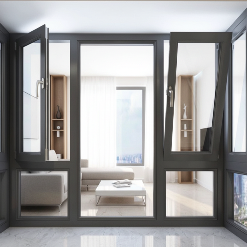 Lukliving Manufacture Wholesale Energy Efficient Heat Insulation Aluminum Frame America Style Windproof Tilt and Turn Windows