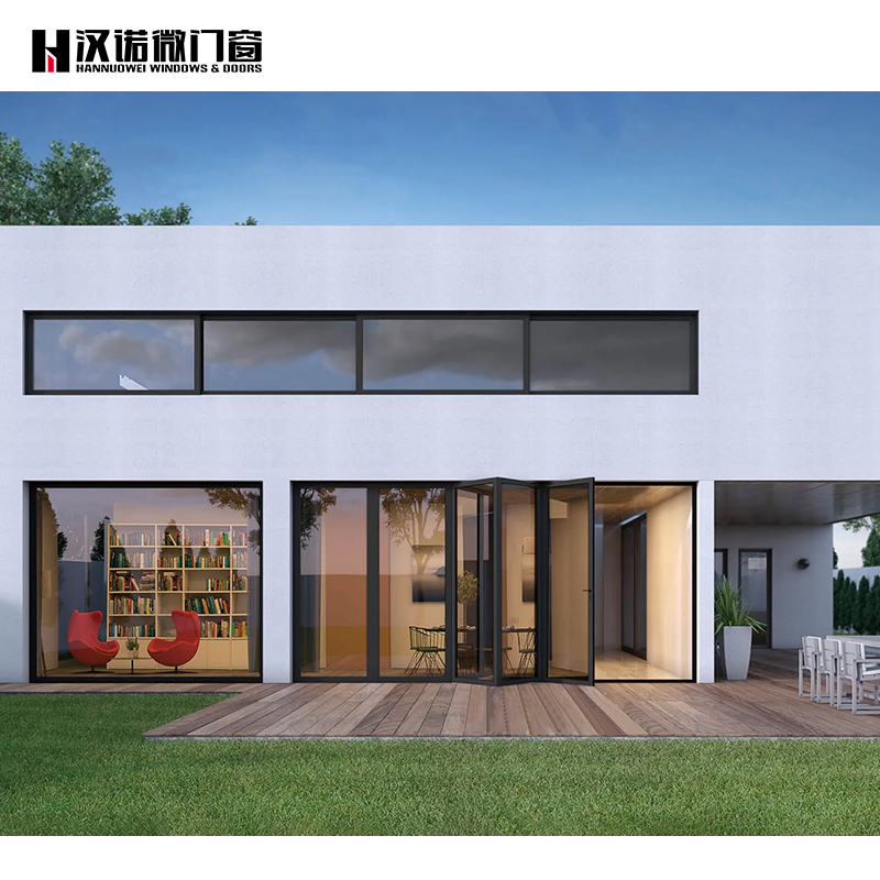 Door Aluminium Door for Preventing Water From Flowing Backwards Folding Foldable Tempered Glass Aluminum Alloy Windproof Polymer