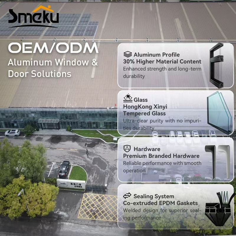 Heavy Duty Aluminum Sliding Door Brown Frame Multi-Point Lock Security Glass Door for Residential Safety