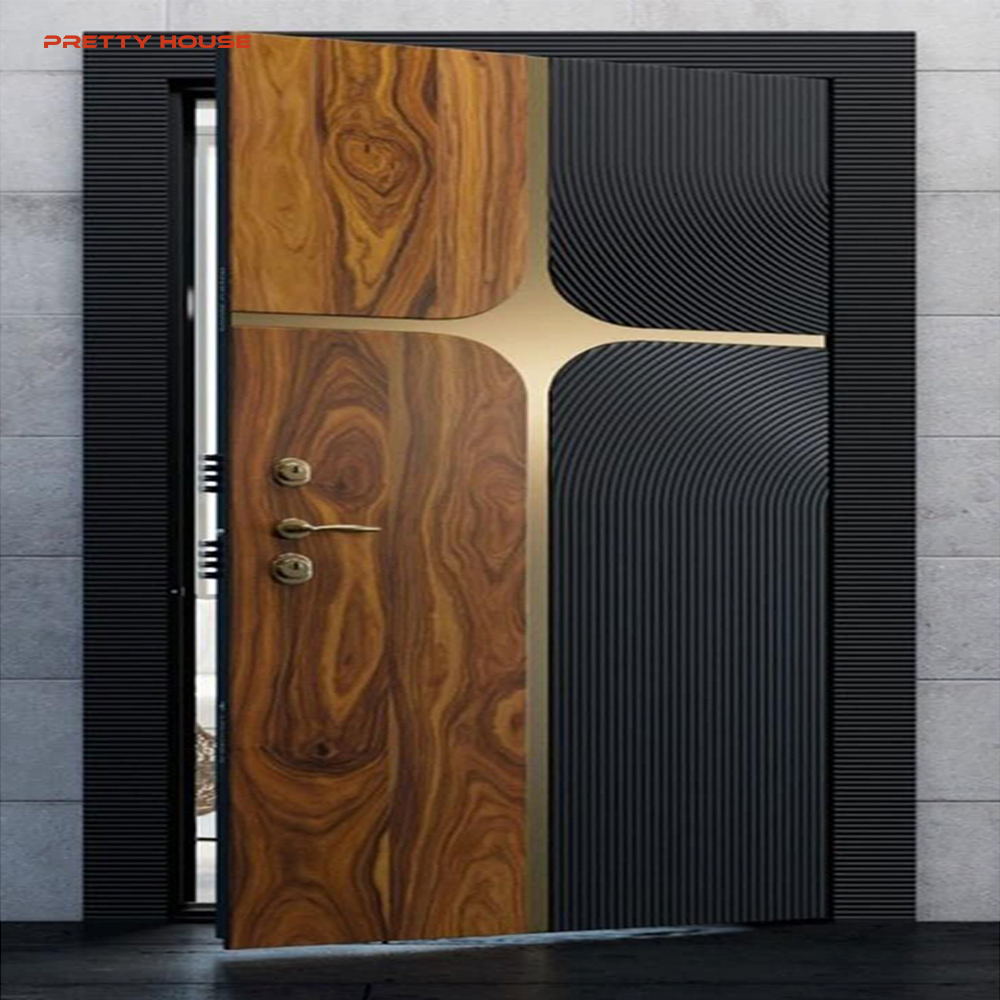 Luxury Modern Aluminum Smoked Glass Heat Insulation Waterproof Pivot Entry Front Door for Living Room Exterior Use 5-Year