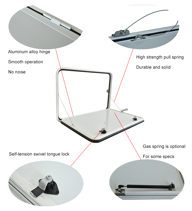 RV Aluminum Alloy Hatch Door Water Proof Luggage Storage Access Door with Lock