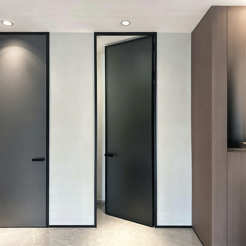 Foshan Manufacturer Modern Interior Aluminum Wooden Frame Swing Door Custom Solution for Residential Room