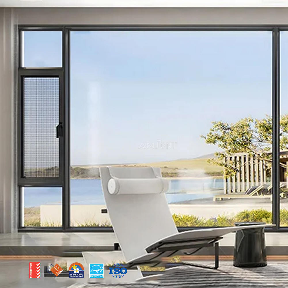 AMJ NFRC Aluminum windows and Doors Aluminum Swing Impact Soundproof windows Energy Efficient Casement windows