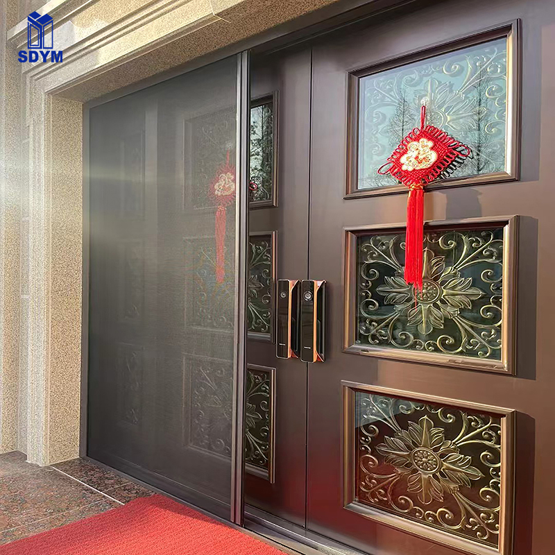 Modern Design Retractable Single Hinged Aluminum Folding Screen Door Polyester Mesh Insect Resistant Washable for Kitchen