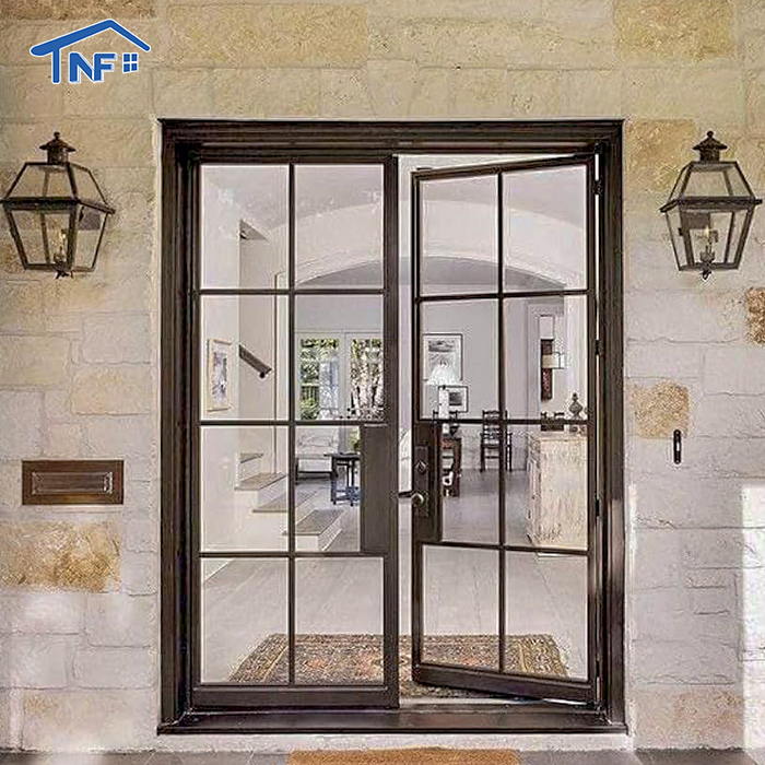 Customized Design Modern Thermal Insulation Villa Casement Glass Aluminum Door with French Door Style and SDL Grill Design
