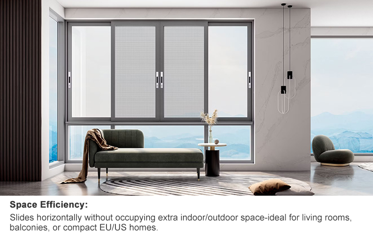 Thermal Break Wide View Soundproof Double Glazed Anti Sway Balcony Aluminum Sliding Windows Wide View Aluminium Window