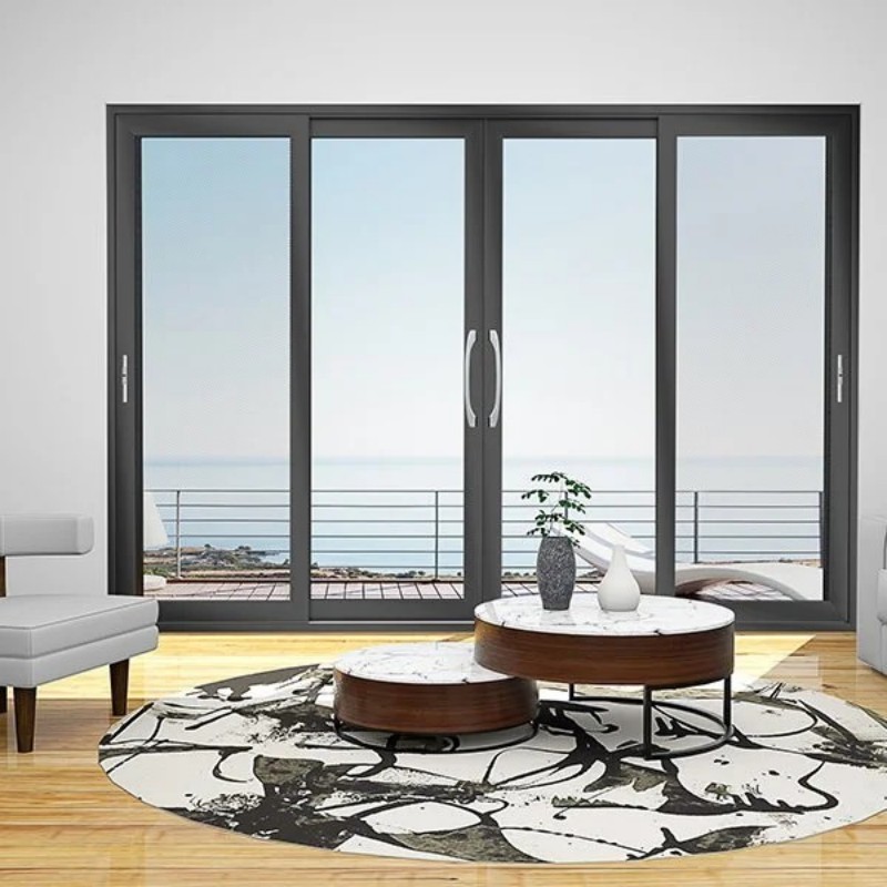 VOBO Modern Interior Aluminum Sliding Doors Double Glazed Tempered Glass Security Mesh Waterproof Soundproof Bedroom Living Room