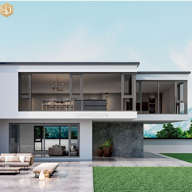 Contemporary Aluminum Fixed Casement Combo Window with Large Clear Vision Pane and Side Ventilation Screens