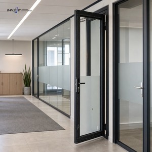 Modern Aluminum Door Minimalist Slim Frame Toughened Glass for Home Office Apartment Renovation Commercial
