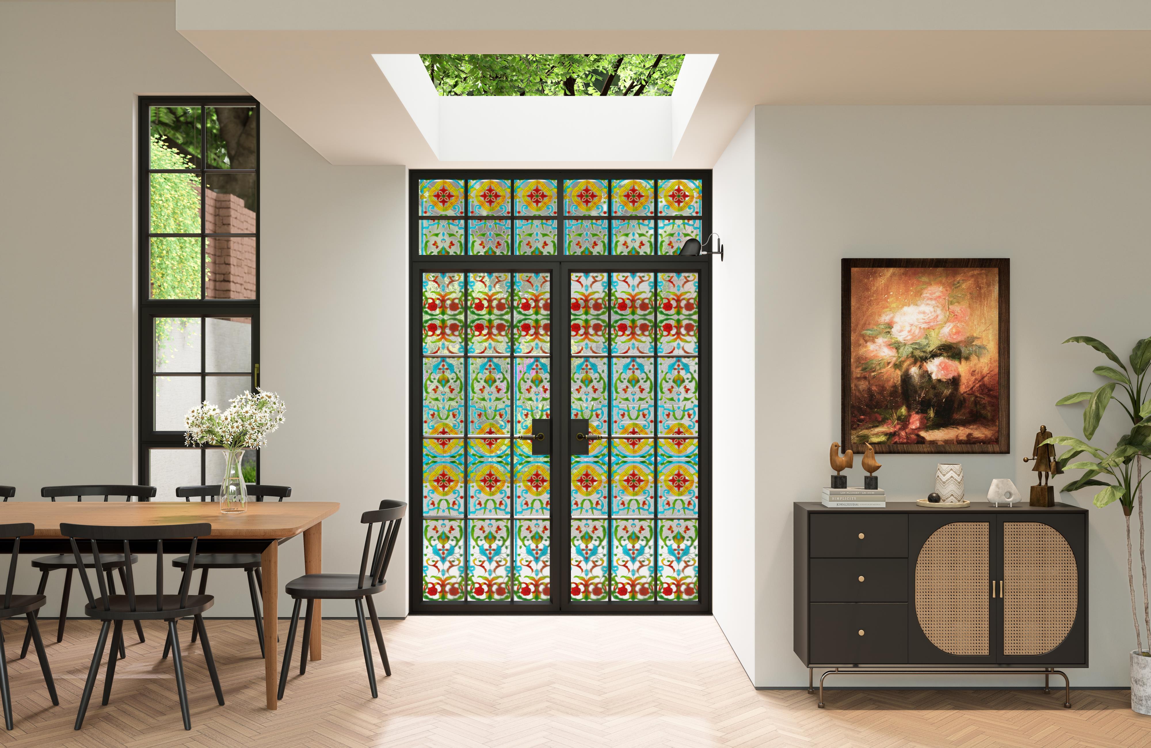 Durable Aluminum Alloy Retro Crittall Style Double Door with Double Glass Heat Insulation Waterproof for Interior French Hotel