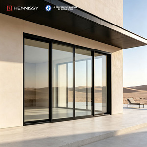 Modern NFRC Certified Thermal Break Aluminum Sliding Door with Low-E Double Glazed Glass U-value 1.7 for US Market Exterior Use