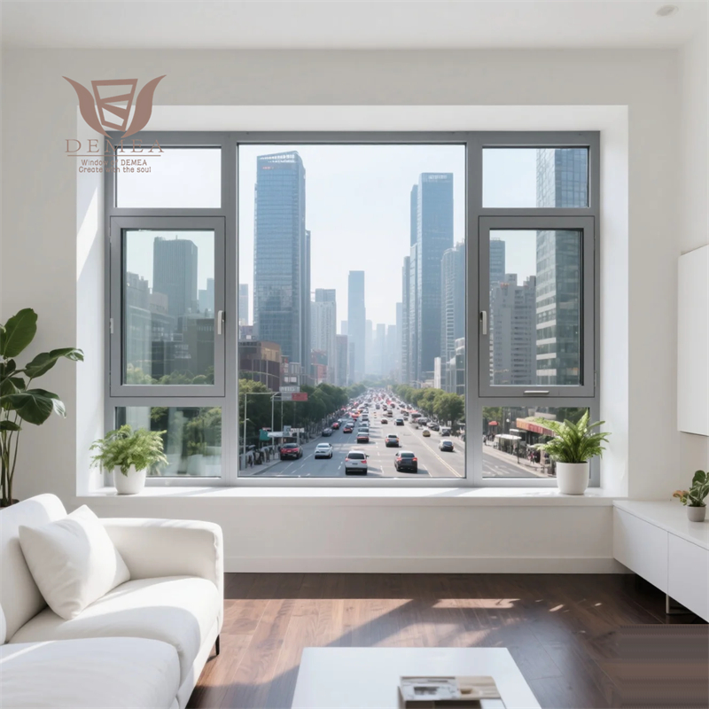 DEMEA Boutique Hotel Bathroom Project Waterproof Energy Saving Round Top Custom Glass Thermal Break Aluminum Casement Window