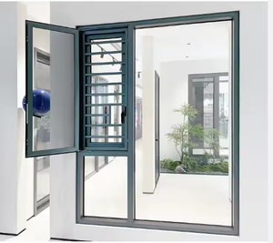 Customized Minimalist Security Screens with Swing Open Style Aluminium Window Frames &amp; Burglar Bars Triple Glazed Swing Windows