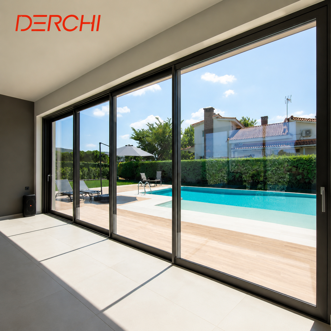 Residential House Commercial Heavy Duty Thermal Break Automatic Sliding Door Aluminum Patio Glass Door