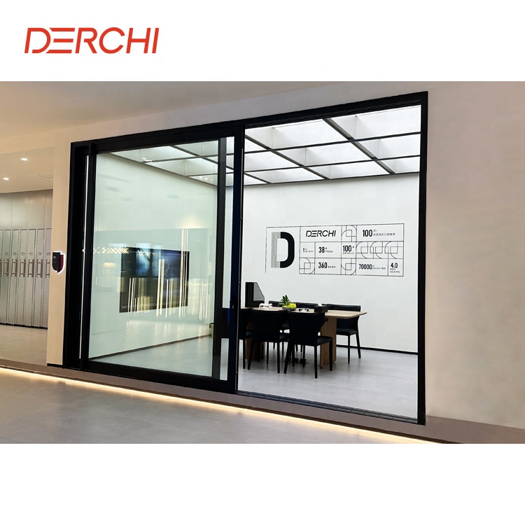 DERCHI Hurricane Impact Aluminum Horizontal Aluminum Sliding Door for House Office Partition Triple Glass Lift Sliding Doors